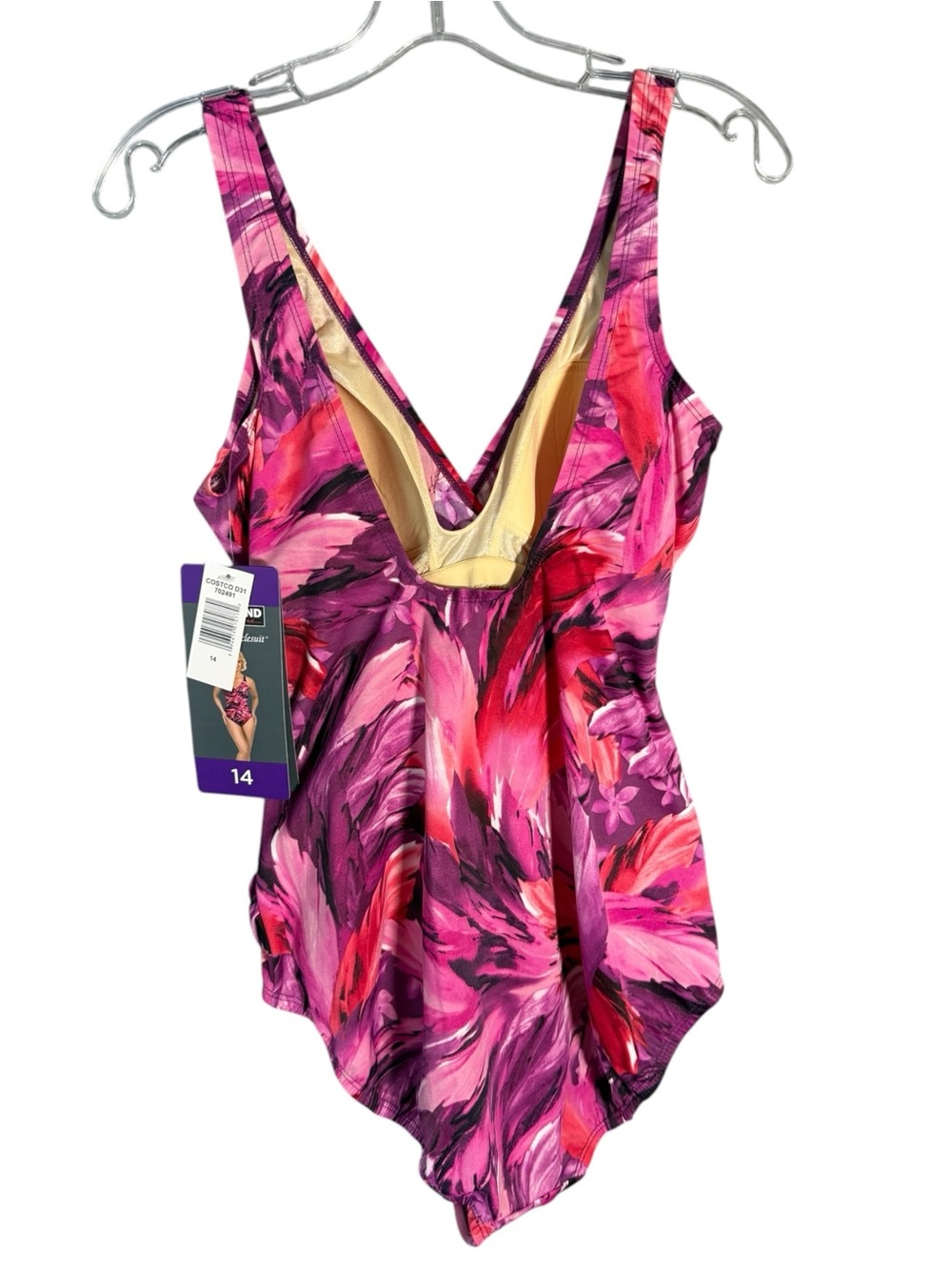 NWT Kirkland by Miraclesuit Pink Abstract Swim Suit Slimming 14 - Picture 2 of 6